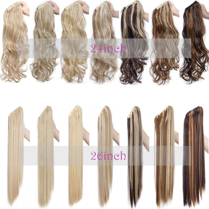 Women's Clip In Ponytail Extension Straight Wavy High-Temperature Fiber 5