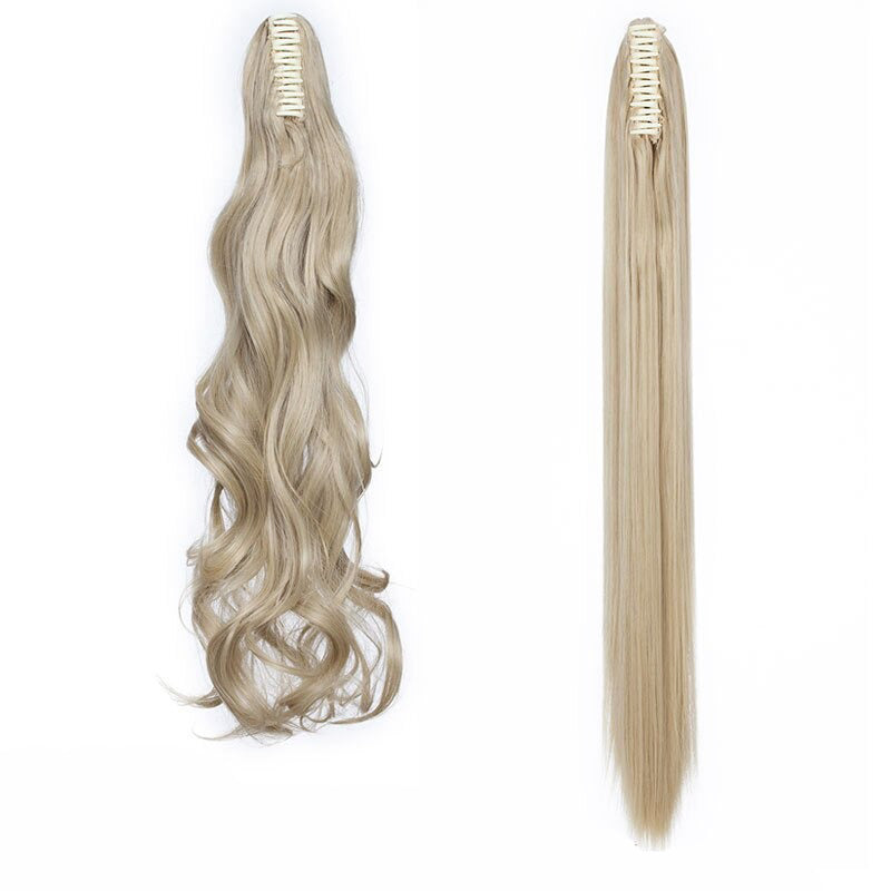 Women's Clip In Ponytail Extension Straight Wavy High-Temperature Fiber 6