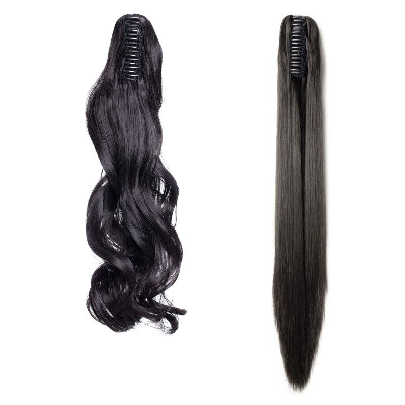 Women's Clip In Ponytail Extension Straight Wavy High-Temperature Fiber 8