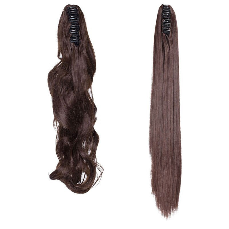Women's Clip In Ponytail Extension Straight Wavy High-Temperature Fiber 9