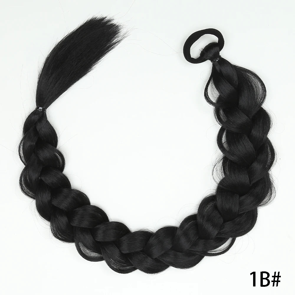 Women's Clip In Ponytail Extensions 24 Inch Synthetic Twist Braid 12