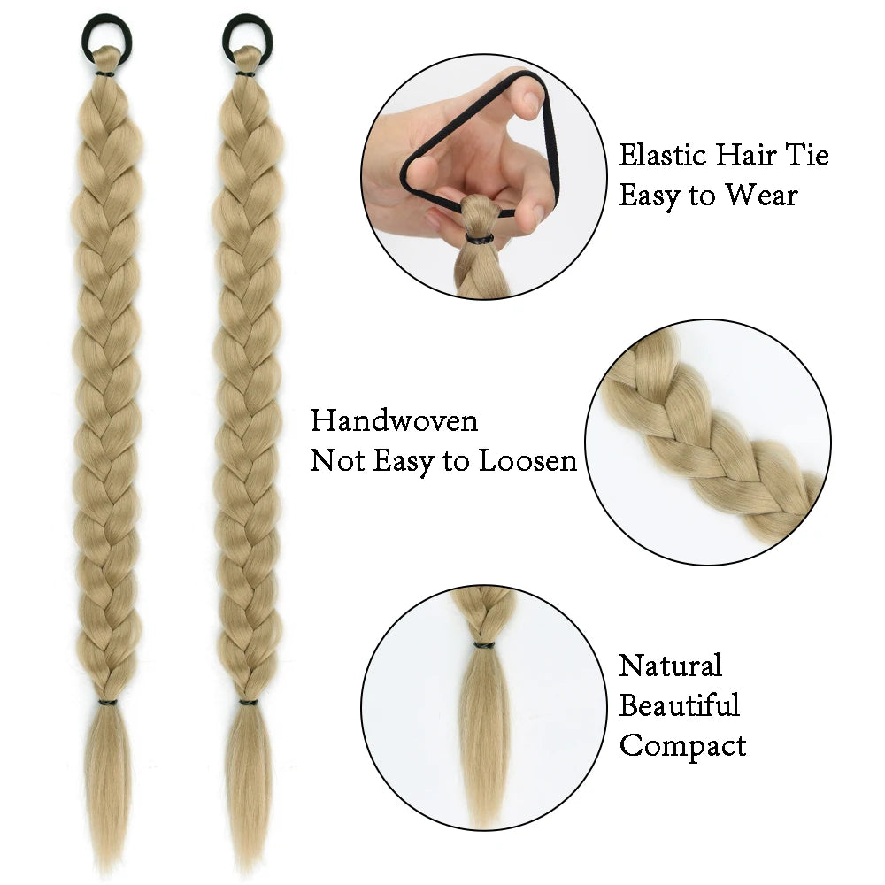 Women's Clip In Ponytail Extensions 24 Inch Synthetic Twist Braid 2