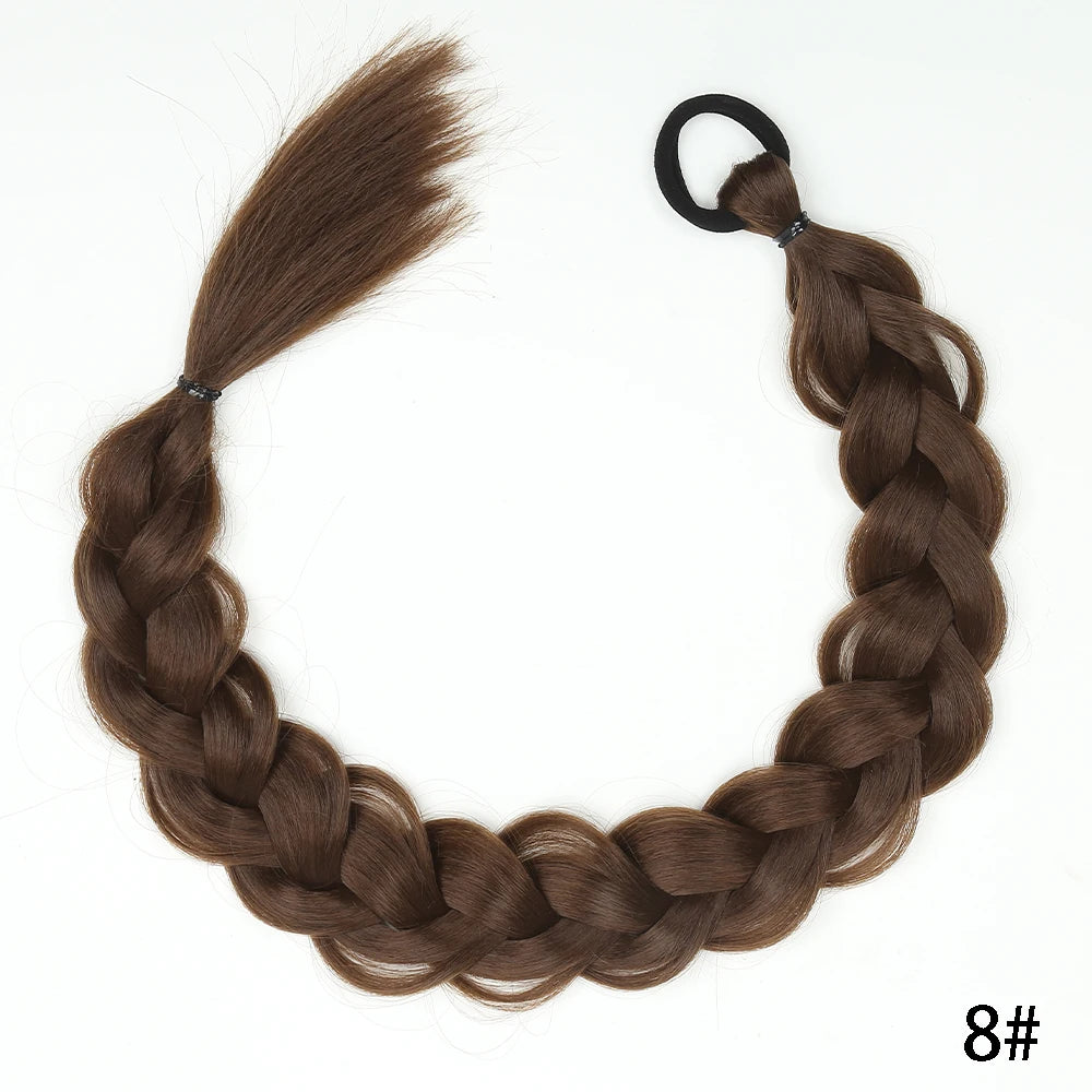 Women's Clip In Ponytail Extensions 24 Inch Synthetic Twist Braid 7