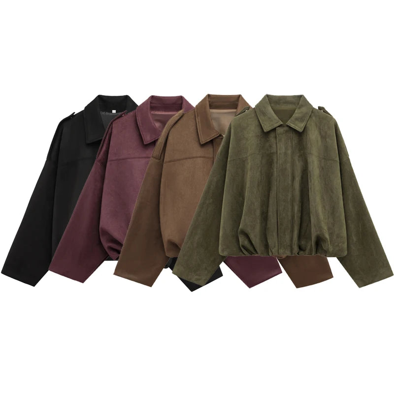 Women's Cropped Bomber Jacket Black Polyester Relaxed Fit - 9