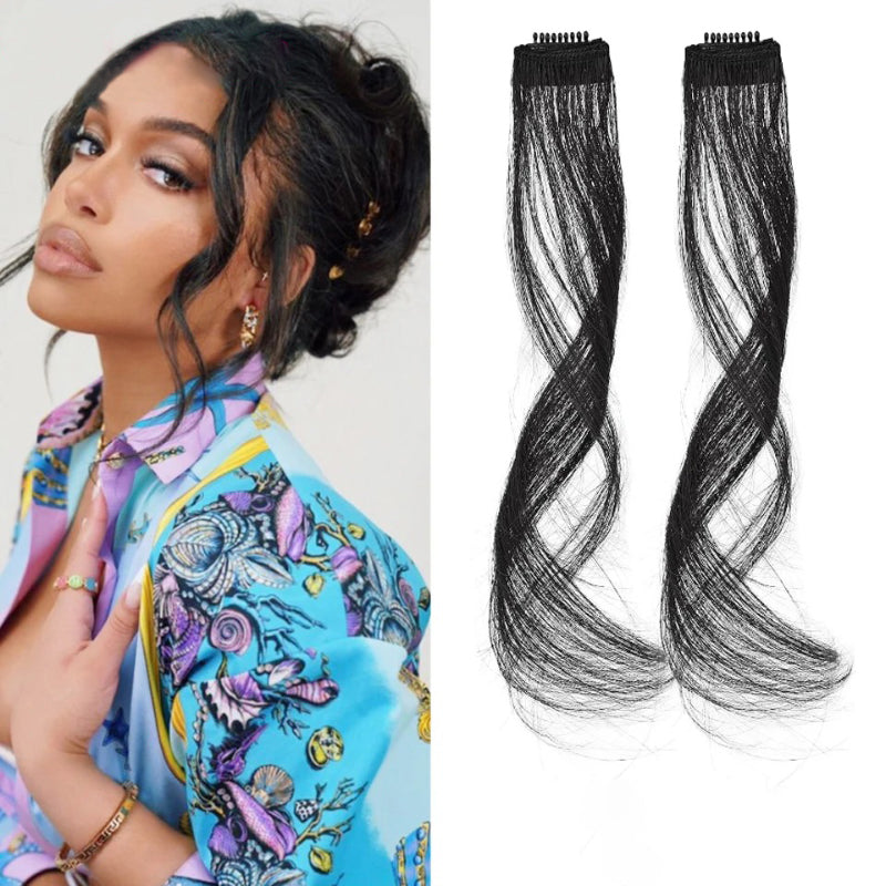 Women's Curly Clip-In Fringe Bangs Hair Extension Brown Synthetic 3
