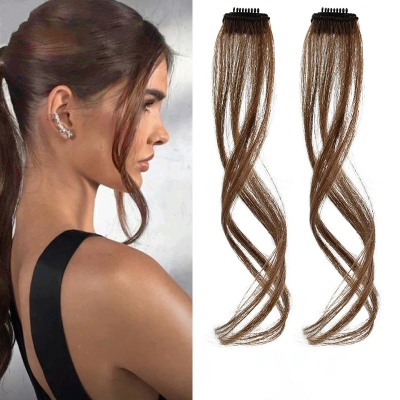 Women's Curly Clip-In Fringe Bangs Hair Extension Brown Synthetic 4