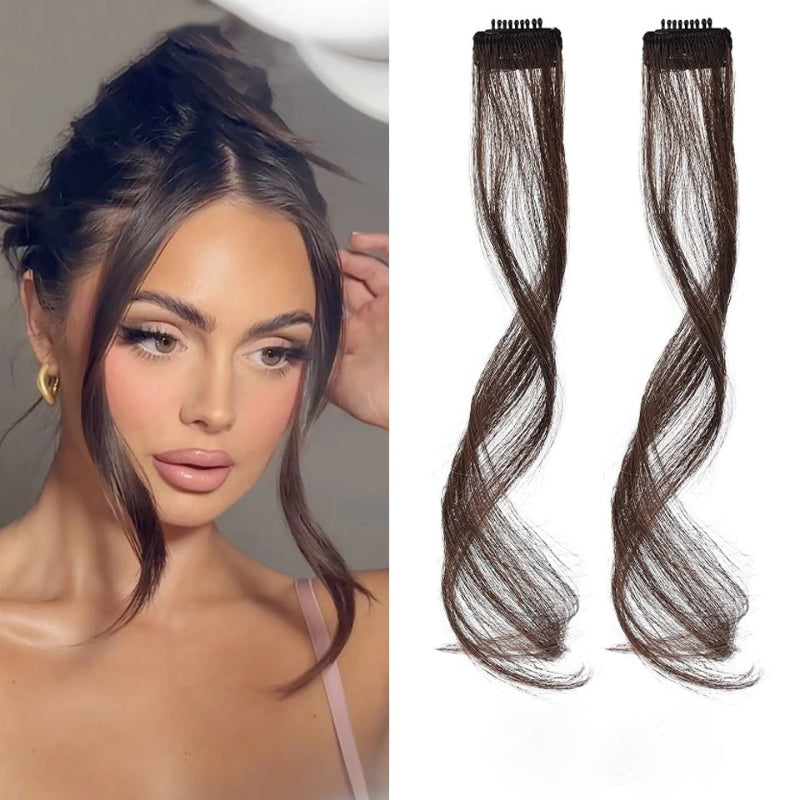 Women's Curly Clip-In Fringe Bangs Hair Extension Brown Synthetic 5