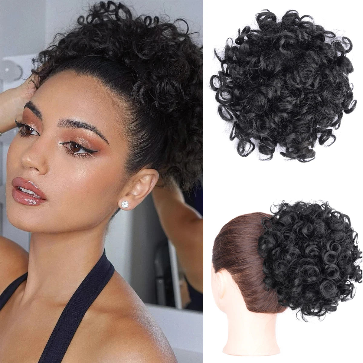 Women's Curly Hair Extensions 10 inches Synthetic Clip In Natural Look 10