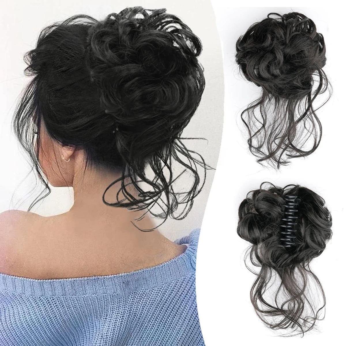 Women's Curly Hair Extensions 10 inches Synthetic Clip In Natural Look 11