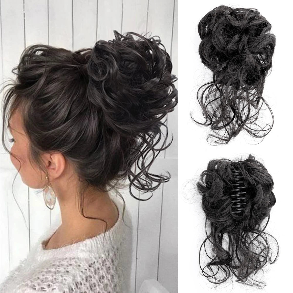 Women's Curly Hair Extensions 10 inches Synthetic Clip In Natural Look 13
