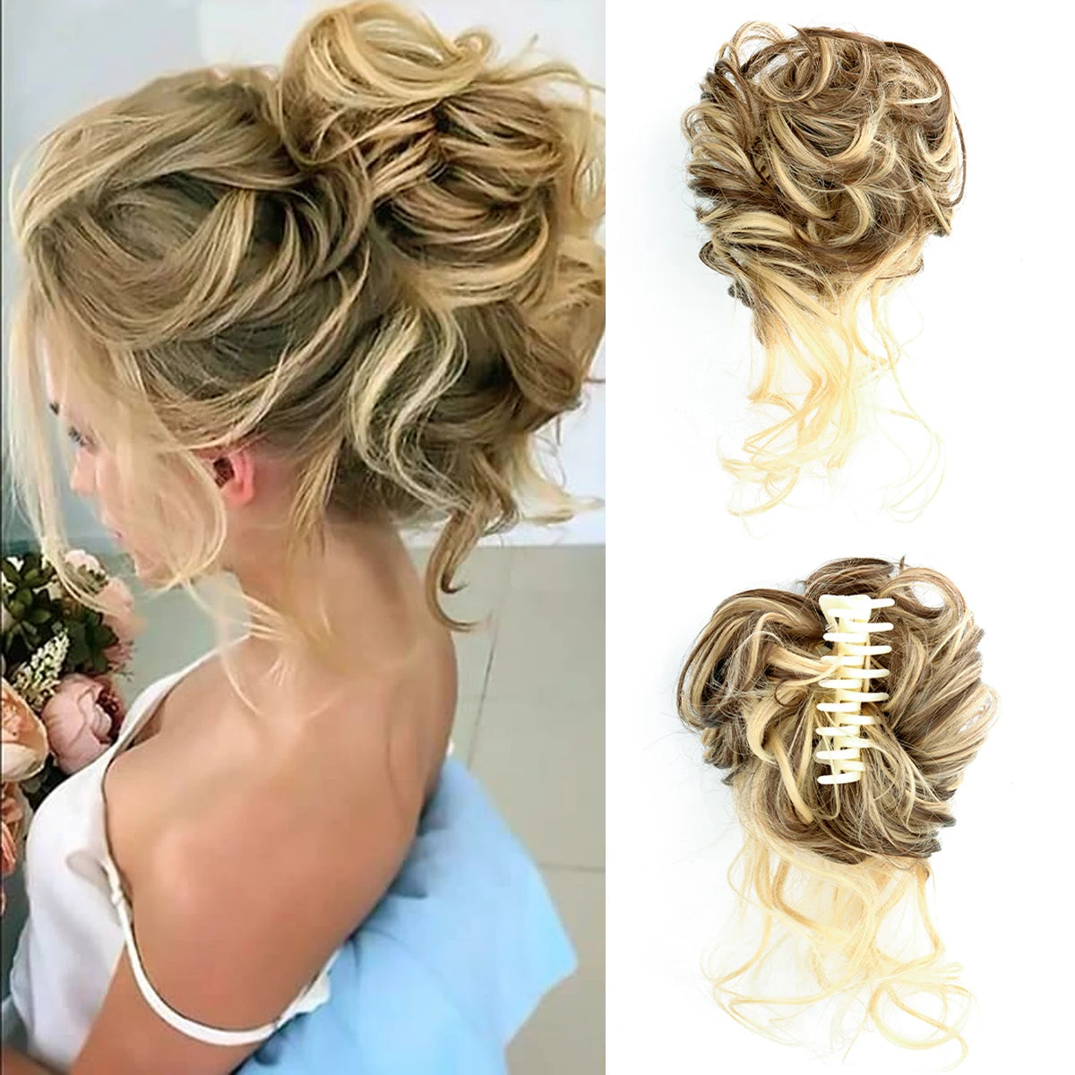 Women's Curly Hair Extensions 10 inches Synthetic Clip In Natural Look 15