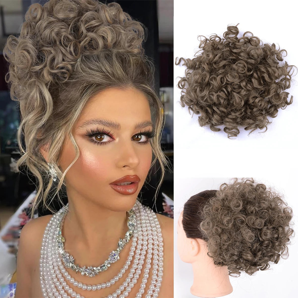 Women's Curly Hair Extensions 10 inches Synthetic Clip In Natural Look 17