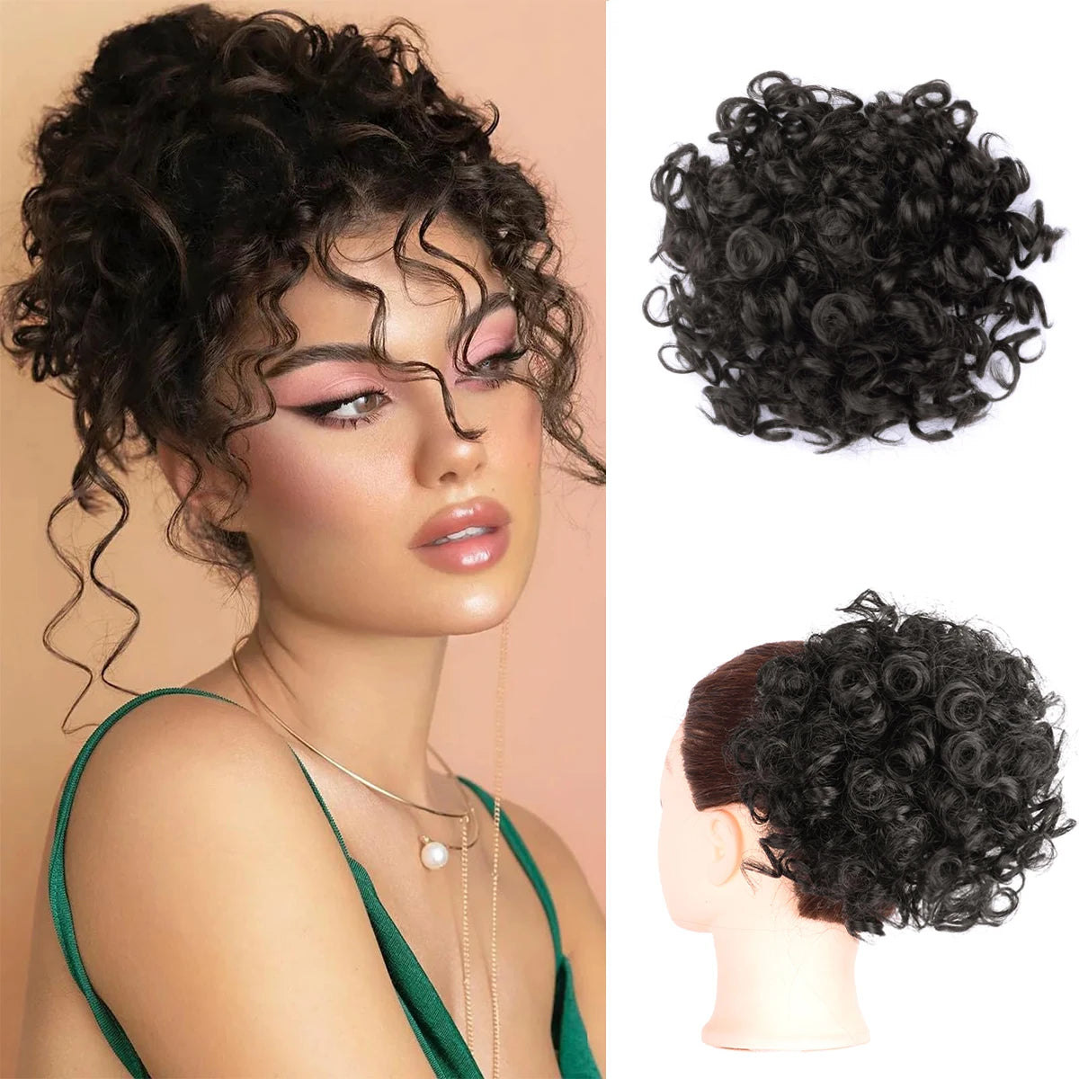 Women's Curly Hair Extensions 10 inches Synthetic Clip In Natural Look 18