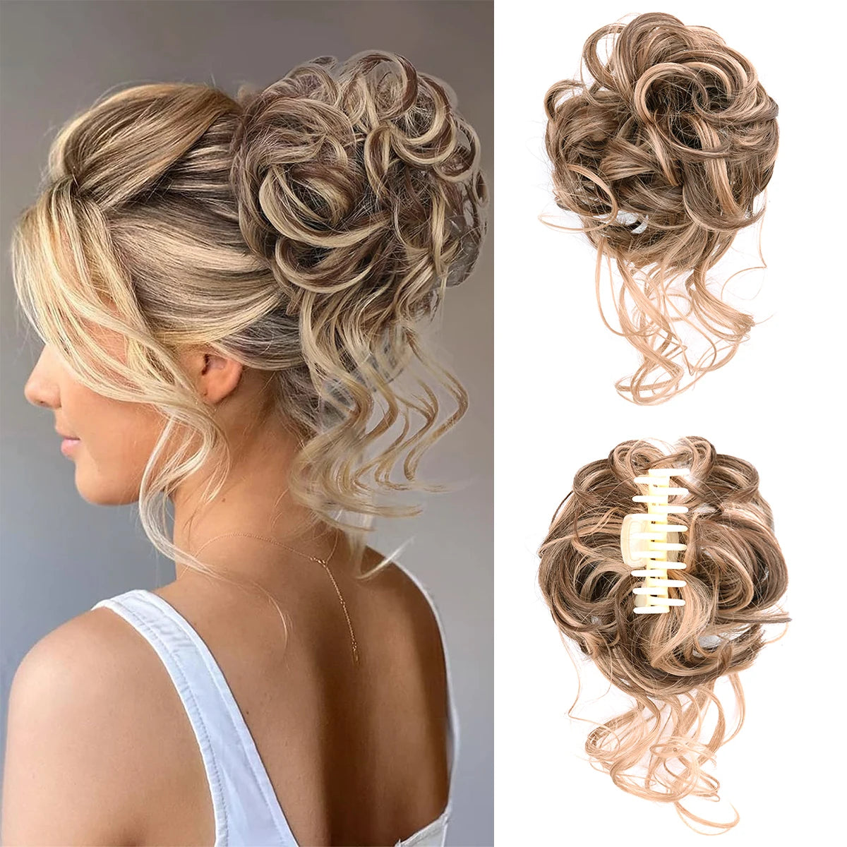 Women's Curly Hair Extensions 10 inches Synthetic Clip In Natural Look 19