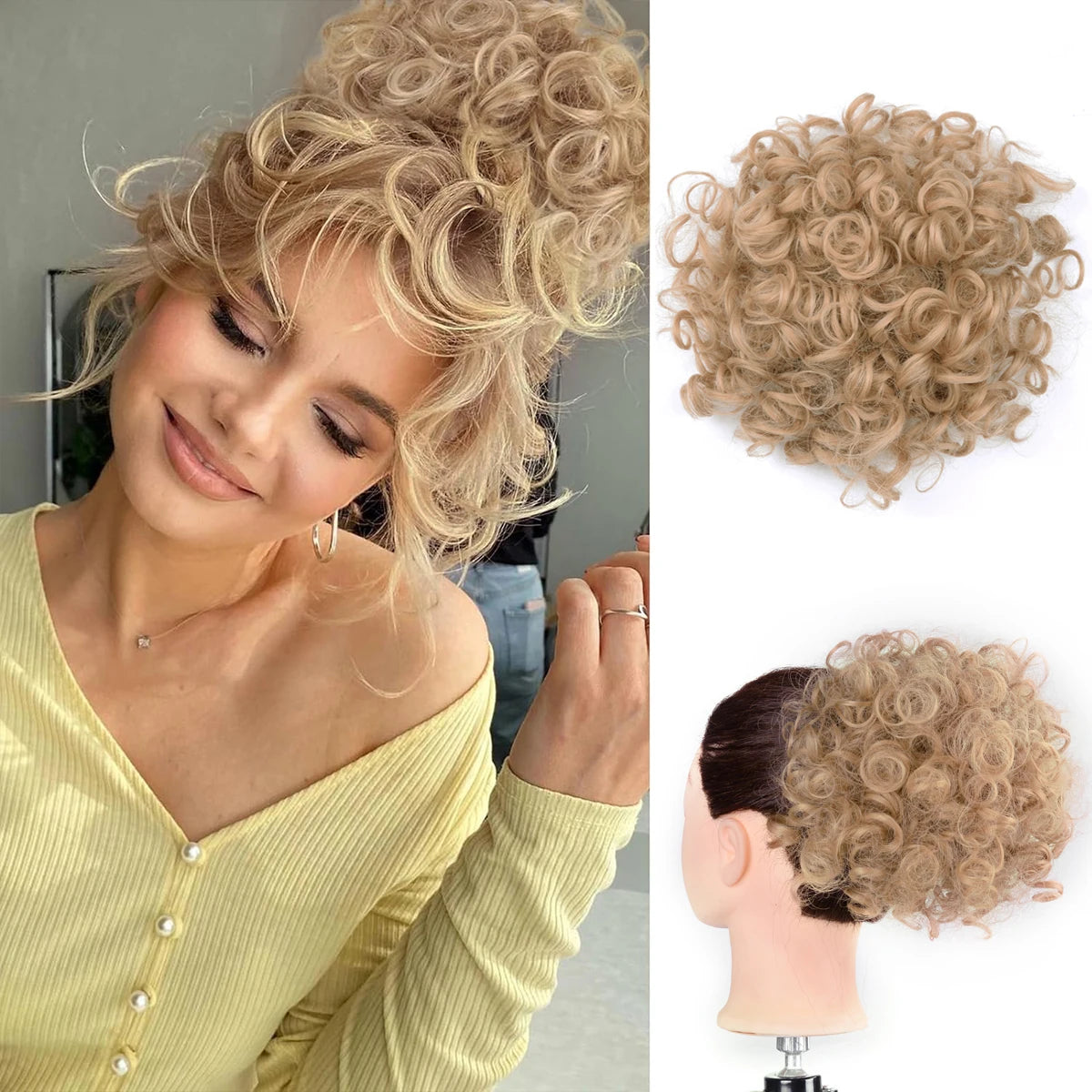 Women's Curly Hair Extensions 10 inches Synthetic Clip In Natural Look 7
