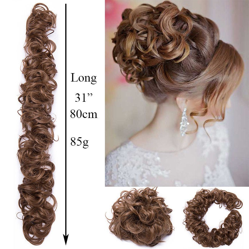 Women's Curly Hair Extensions Brown High-Temperature Fiber 4