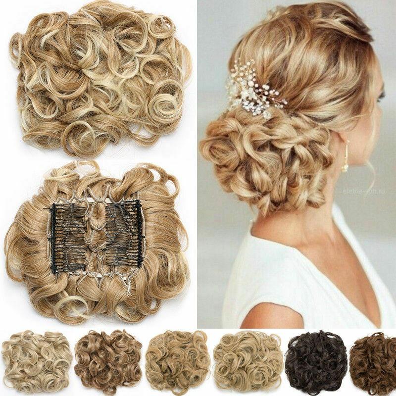 Women's Curly Hair Extensions Brown High-Temperature Fiber Clip-In Bun 1