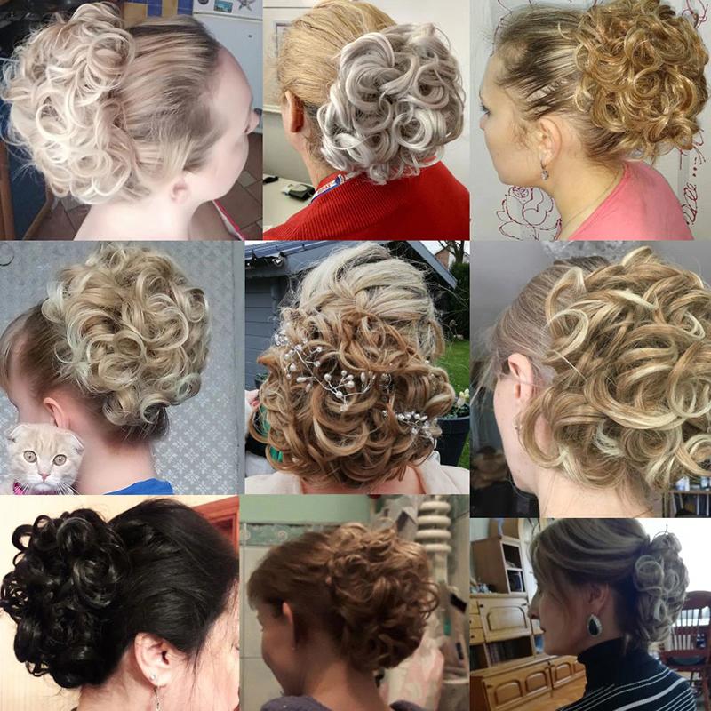 Women's Curly Hair Extensions Brown High-Temperature Fiber Clip-In Bun 6