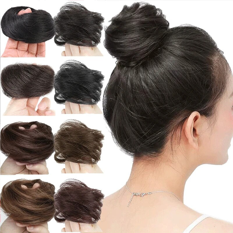Women's Curly Hair Scrunchie Black Silk Hair Ties 2