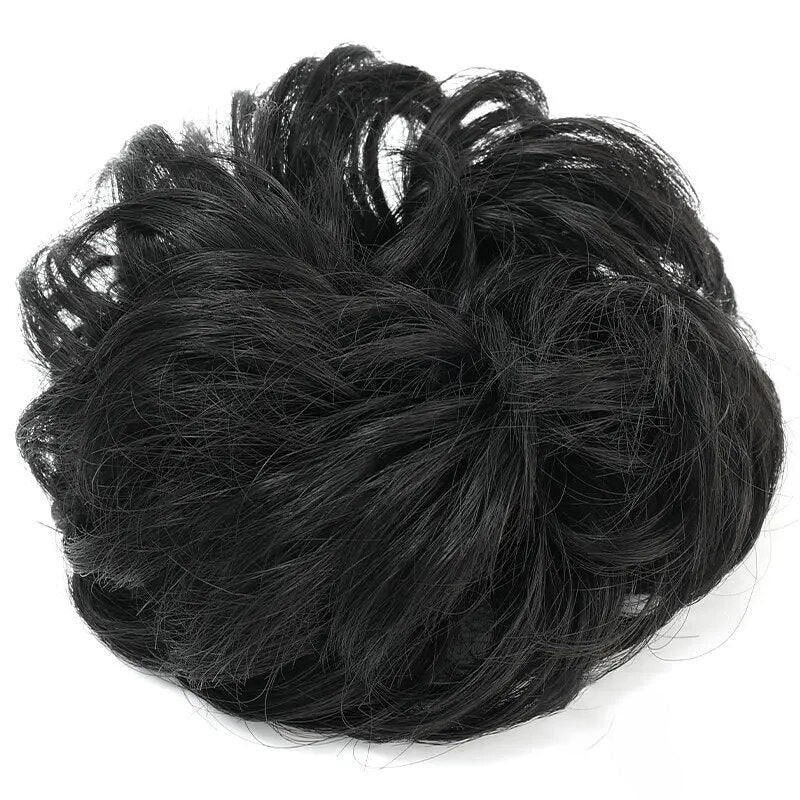 Women's Curly Hair Scrunchie Black Silk Hair Ties 9