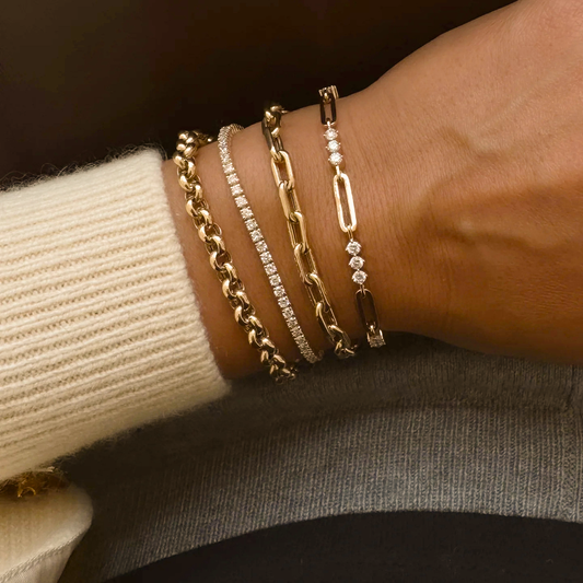 Women's Diamond Bracelet Gold Stainless Steel 1