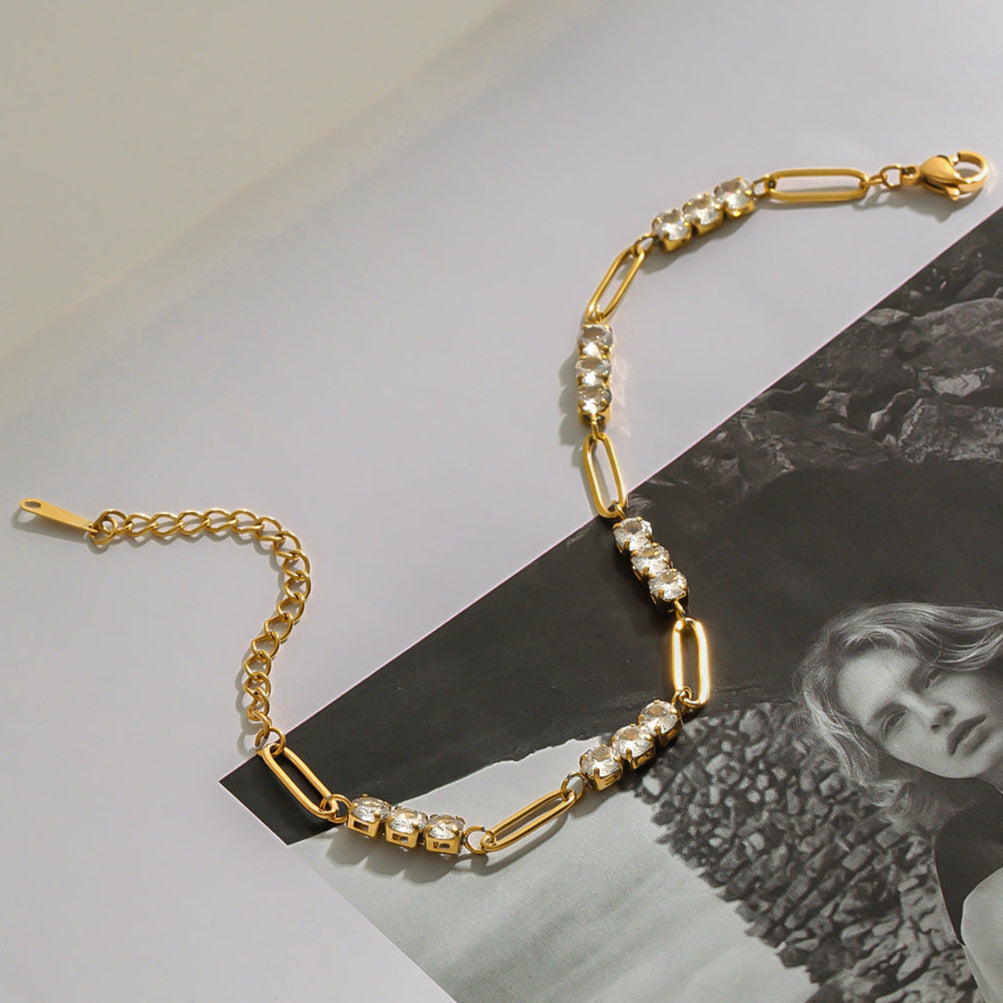 Women's Diamond Bracelet Gold Stainless Steel 6