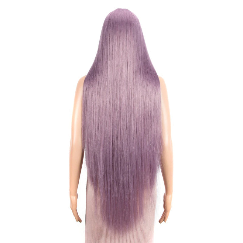 Women's Extra Long Straight Wig Black Heat-Resistant Fiber 12