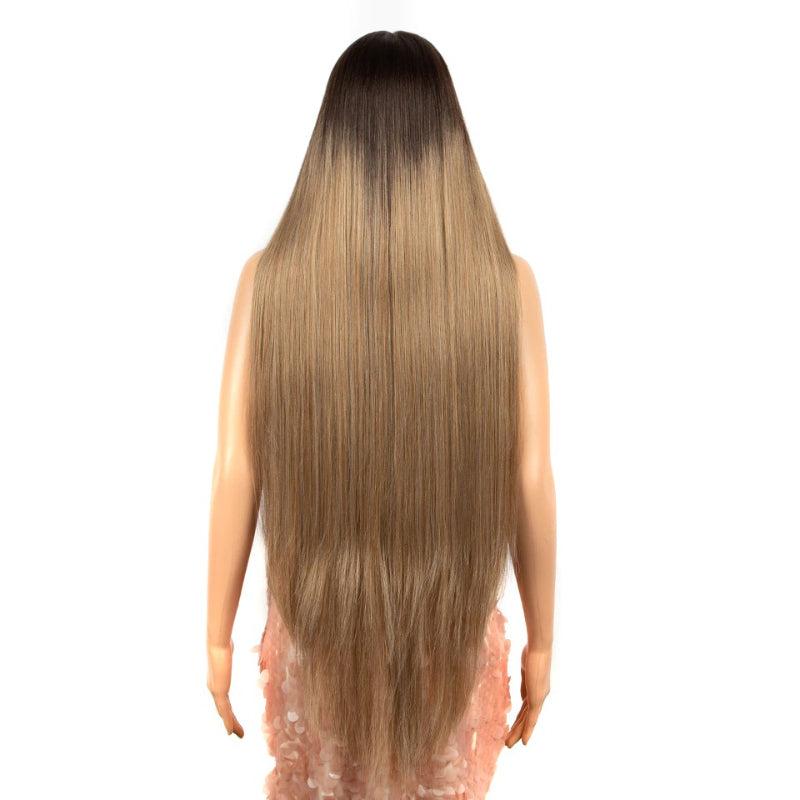 Women's Extra Long Straight Wig Black Heat-Resistant Fiber 14