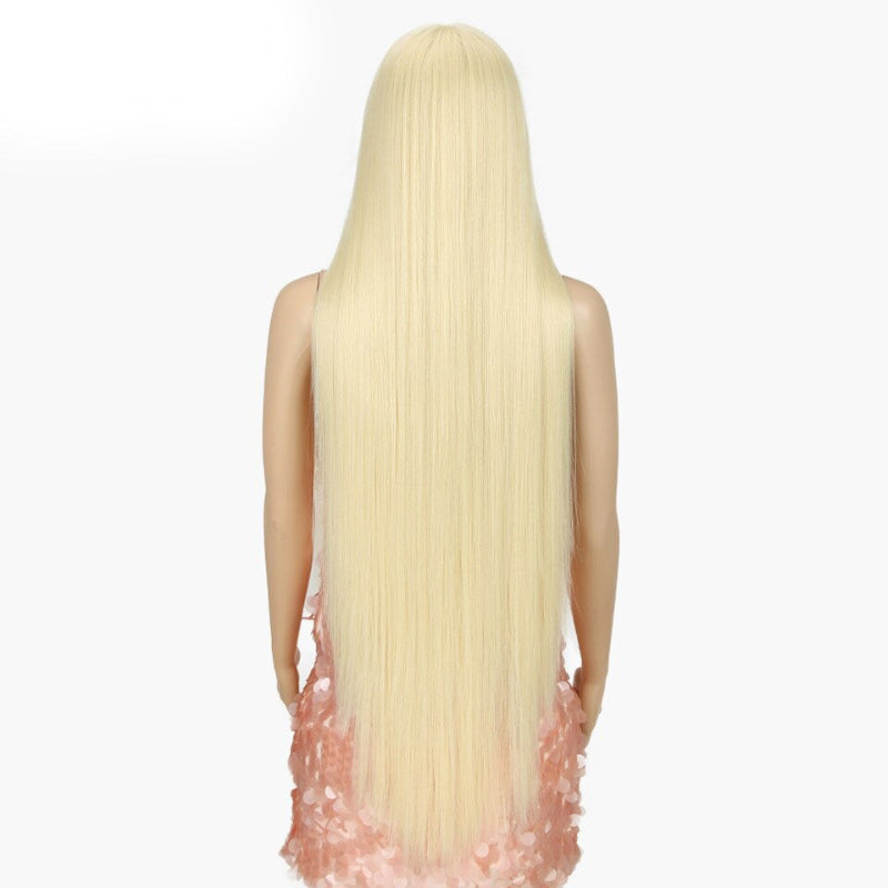 Women's Extra Long Straight Wig Black Heat-Resistant Fiber 16