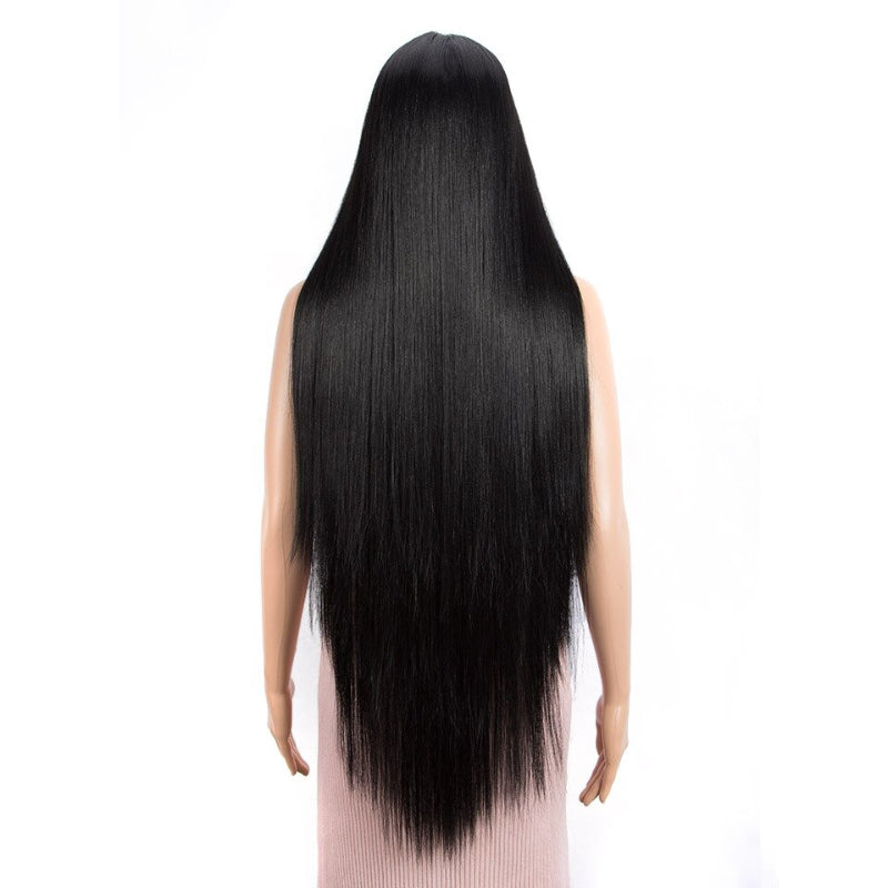 Women's Extra Long Straight Wig Black Heat-Resistant Fiber 17