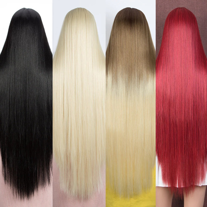 Women's Extra Long Straight Wig Black Heat-Resistant Fiber 2
