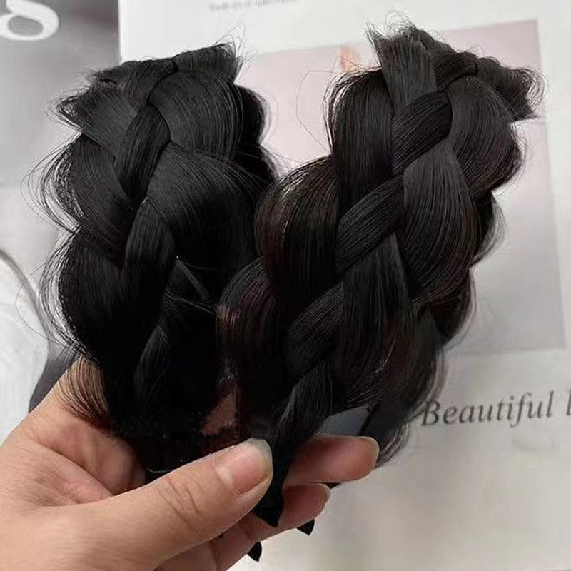 Women's Faux Hair Braid Headband Brown High-Temperature Fiber 1