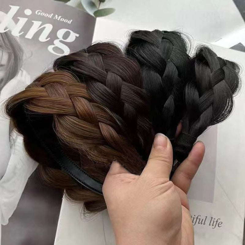 Women's Faux Hair Braid Headband Brown High-Temperature Fiber 5