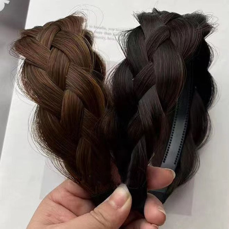 Women's Faux Hair Braid Headband Brown High-Temperature Fiber 6