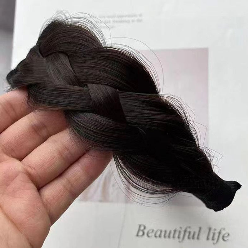 Women's Faux Hair Braid Headband Brown High-Temperature Fiber 7