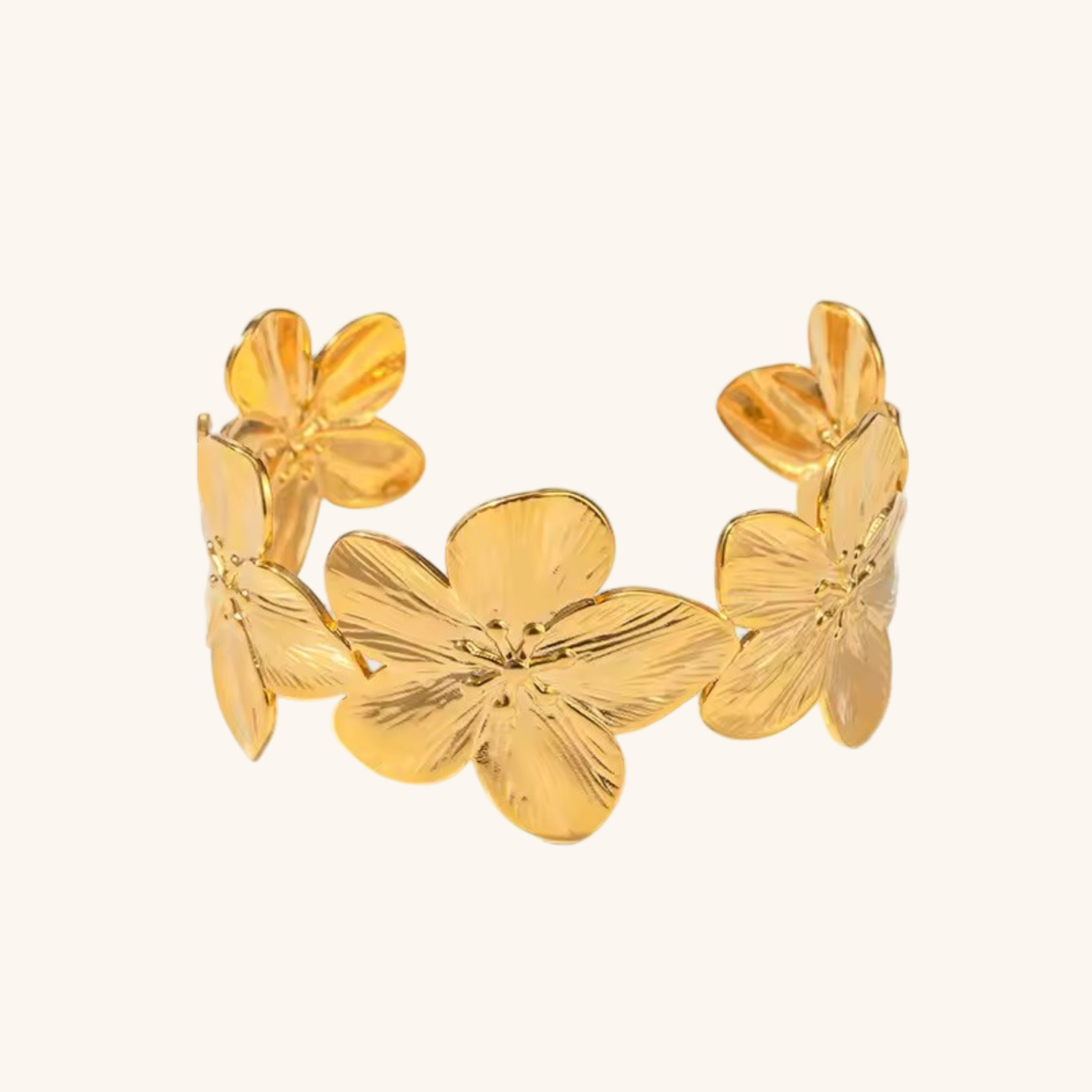 Women's Floral Bangle Gold Stainless Steel 0