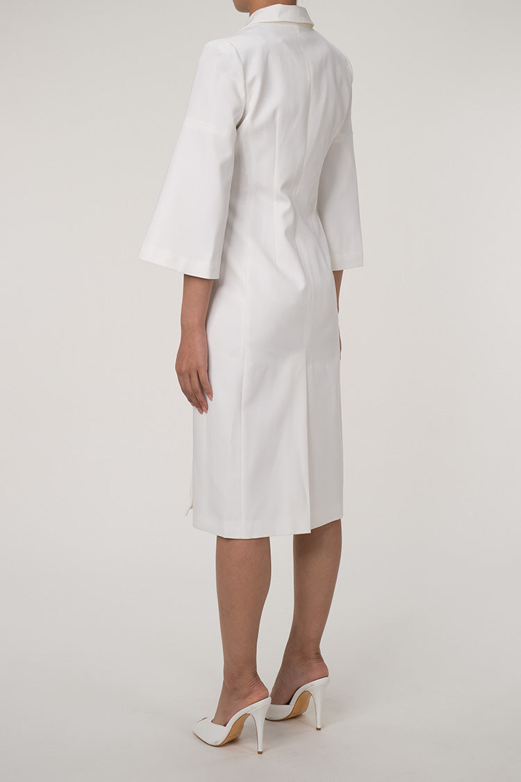 Dames Formele Jurk Witte Polyester Blazer Midi