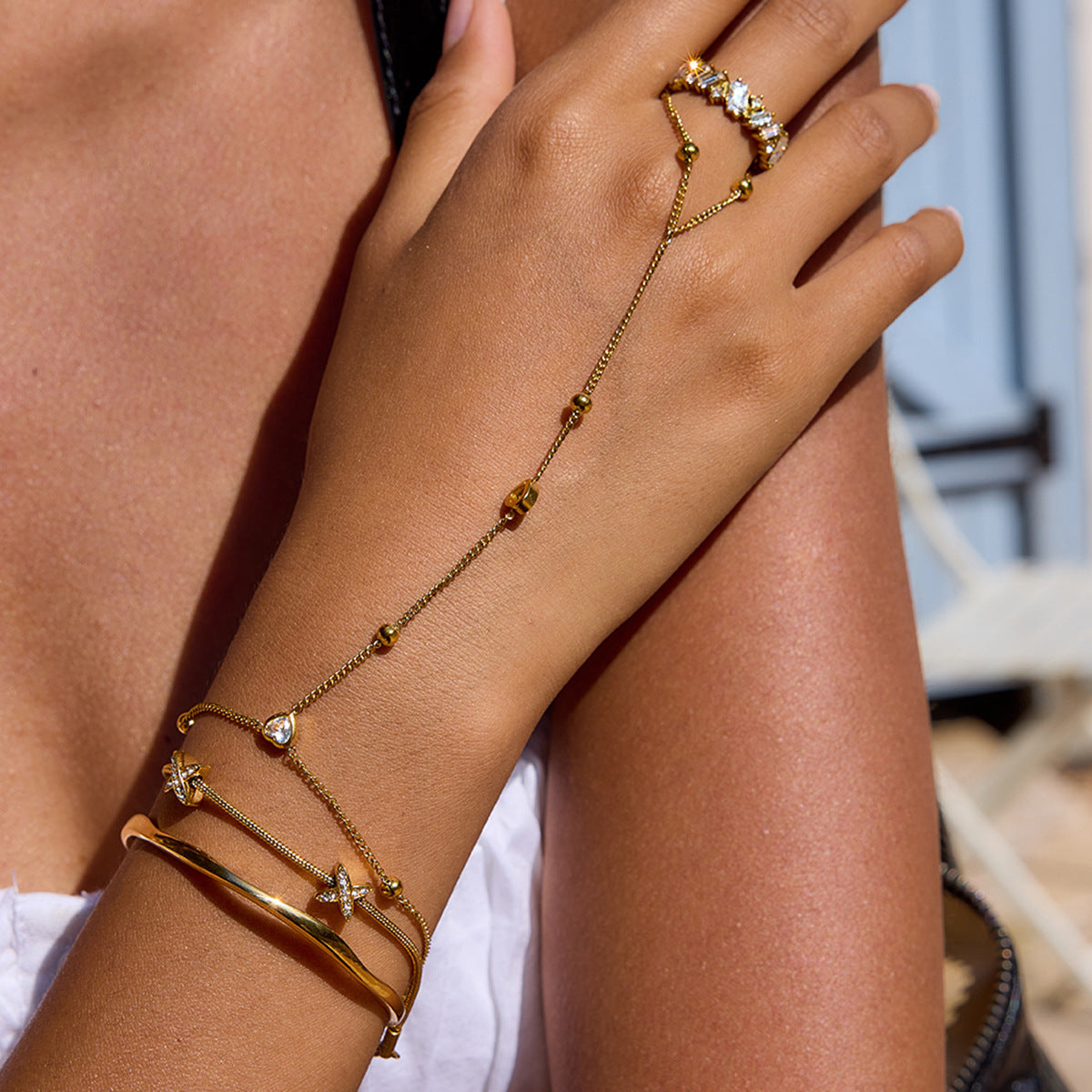 Women's Gold Bangle Cuff Stainless Steel 18k Gold 2