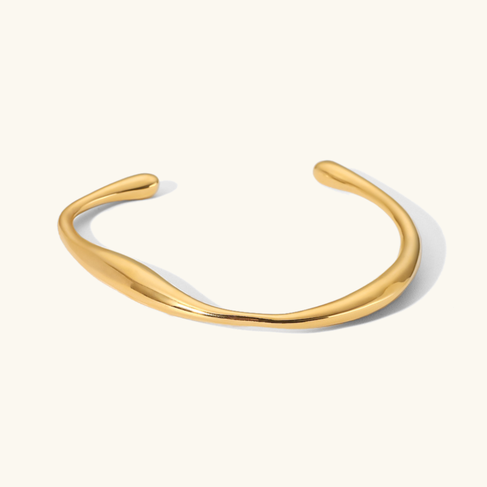 Women's Gold Bangle Twisted Stainless Steel 18k 0