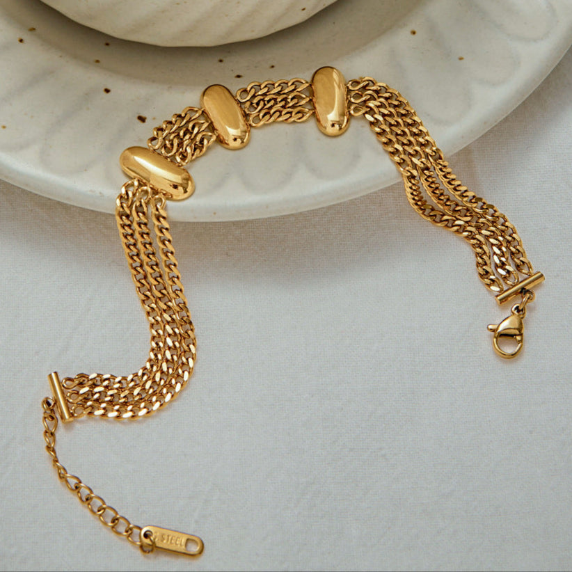 Women's Gold Bracelet Stainless Steel 18k Gold Layered Chain 5