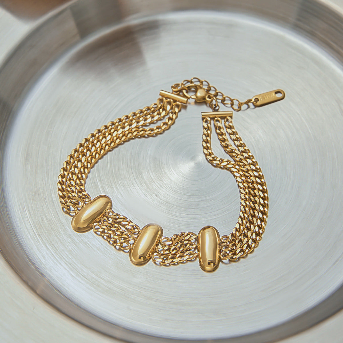 Women's Gold Bracelet Stainless Steel 18k Gold Layered Chain 6