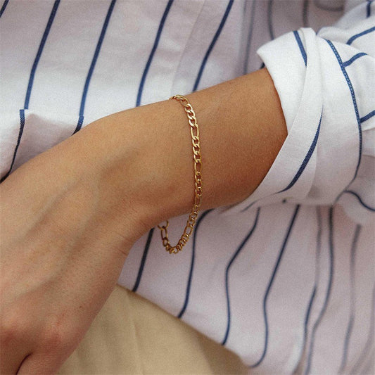 Women's Gold Chain Bracelet Stainless Steel-Plated 14k Gold 1