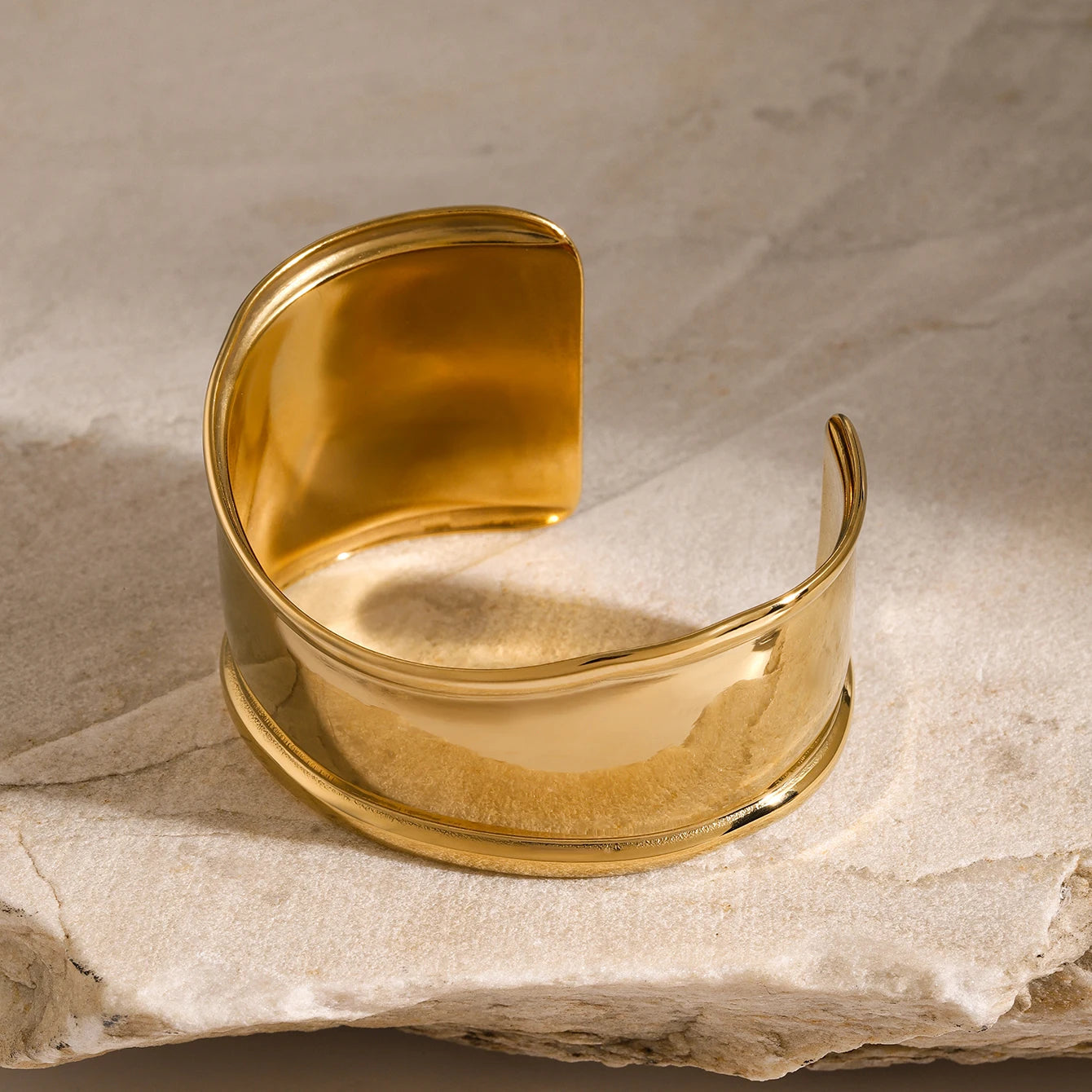 Women's Gold Cuff Bracelet Stainless Steel 18k Gold 4