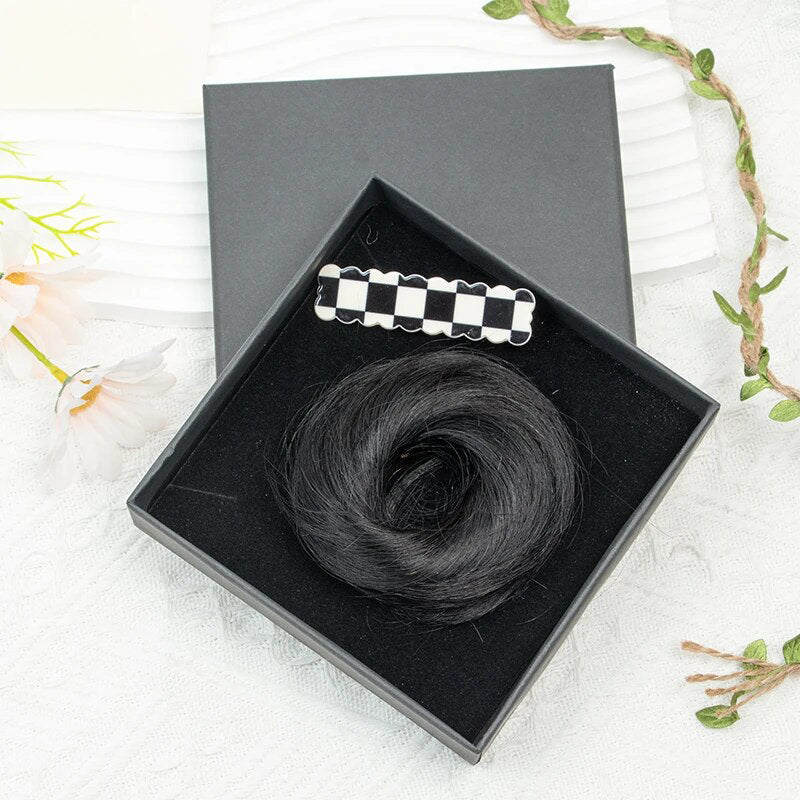 Women's Hair Bun Scrunchie Extension Wig Brown Non-Remy Hair 0