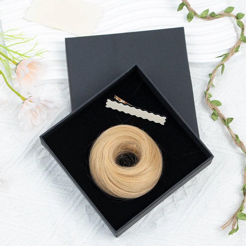 Women's Hair Bun Scrunchie Extension Wig Brown Non-Remy Hair 10