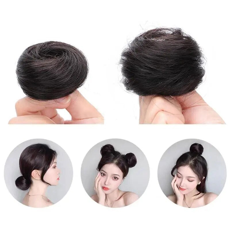 Women's Hair Bun Scrunchie Extension Wig Brown Non-Remy Hair 4