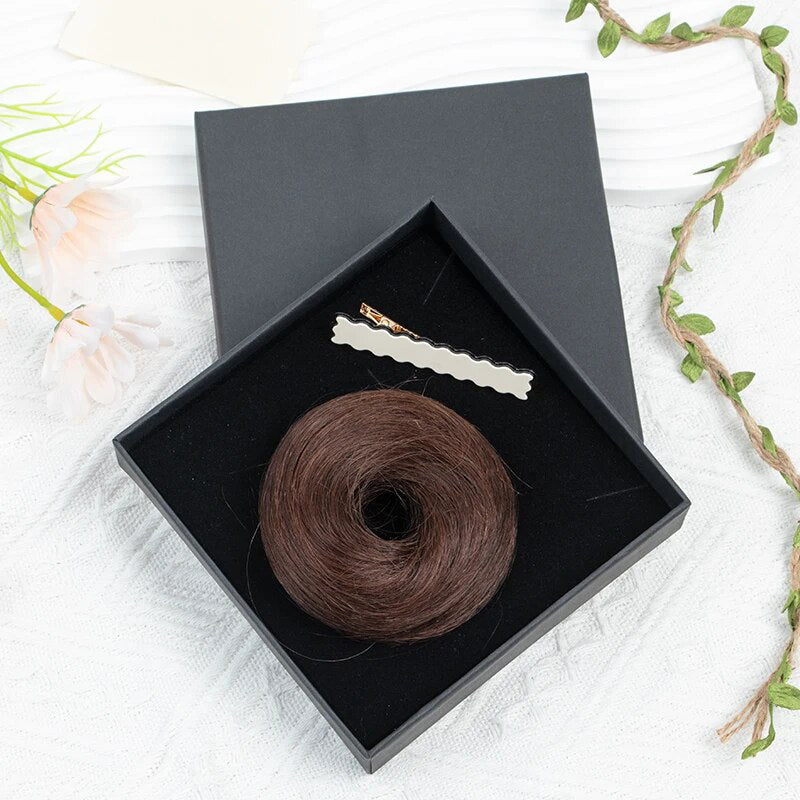 Women's Hair Bun Scrunchie Extension Wig Brown Non-Remy Hair 6