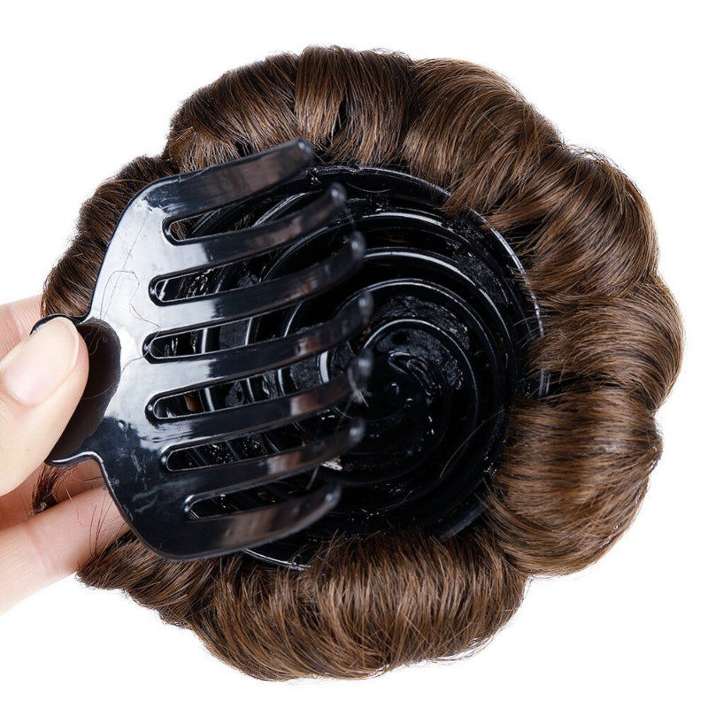 Women's Hair Extensions Flower Shape Synthetic Hair Bun Scrunchie 4