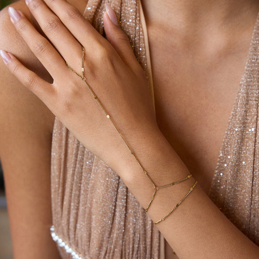 Women's Hand Chain Gold Stainless Steel 1