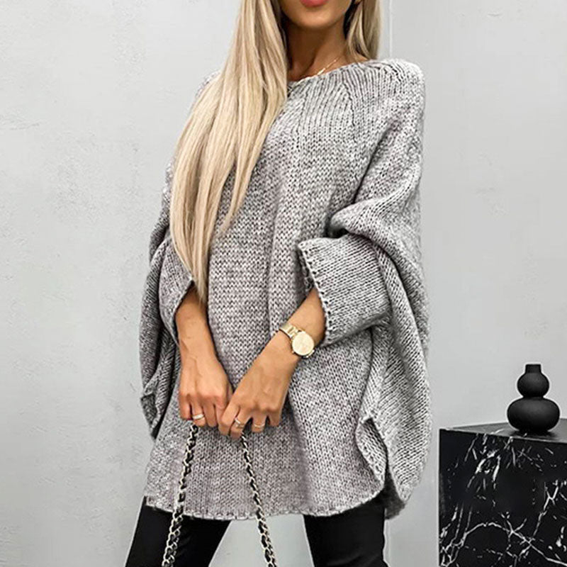 Womens Oversized Sweater, Cozy Wool Blend Knit Pullover with Batwing Sleeves 4